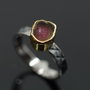 Inel turmalina watermelon cu argint si profil gold-filled