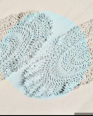 mileu bleu dantela crosetata manual