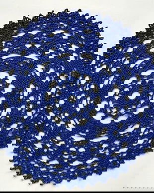mileu albastru  dantela crosetata manual