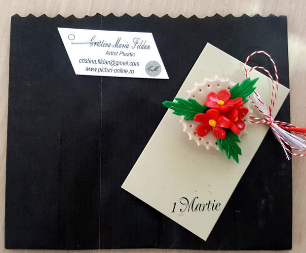 Martisor stilizat, brosa lucrat manual