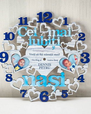 Ceas decorativ din lemn, personalizat, CL1022