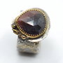 Inel argint 925 cu safir natural fatetat, rose cut,  cu caseta din profil gold filled 20/14K