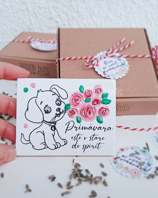 Martisor catel magnet pictat manual personalizat cu mesaj