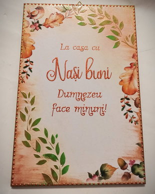 Tablou A4 din lemn, cu mesaj pentru nasi