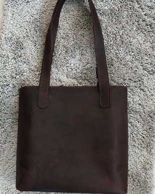 Geanta piele pull up, tote, burgundy