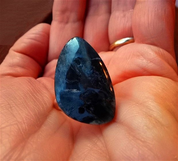 Inel Pietersit si Argint 925 - IN885 - Inel albastru reglabil, inel pietre semipretioase, cadou iubita, cadou prietena, cadou sotie, cristale vindecatoare, cristaloterapie, cristale de colectie