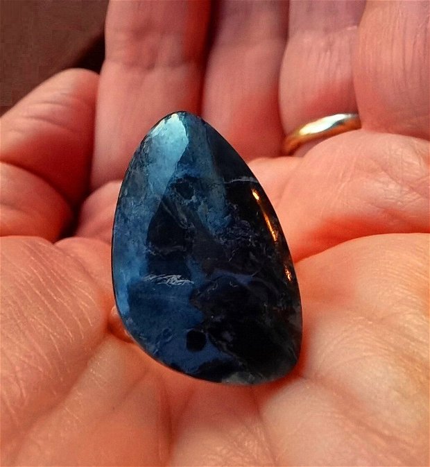 Inel Pietersit si Argint 925 - IN885 - Inel albastru reglabil, inel pietre semipretioase, cadou iubita, cadou prietena, cadou sotie, cristale vindecatoare, cristaloterapie, cristale de colectie