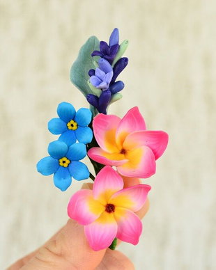 Plumeria, lavanda si nu ma uita- brosa buchet