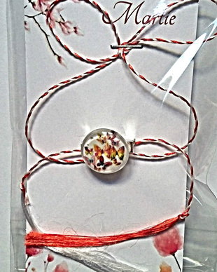 Brosa martisor cabochon sticla 14mm fluturi