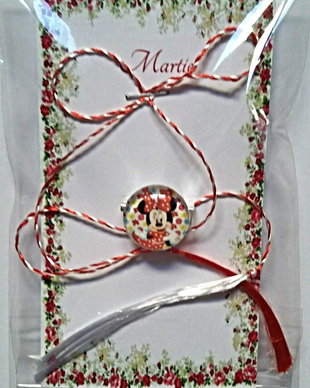 Brosa martisor cabochon sticla 14mm minnie