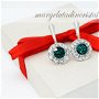 Cercei Swarovski - Chaton Regal / Emerald & Crystal