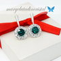 Cercei Swarovski - Chaton Regal / Emerald & Crystal