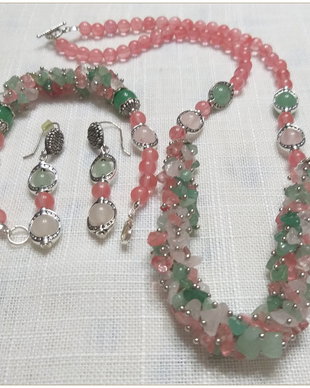 SET-CUART ROZ, CHERRY CUART SI AVENTURIN VERDE