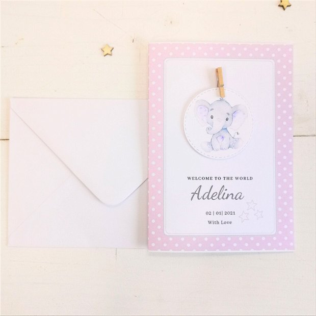 Felicitare nou nascut | Welcome to the word Baby Elephant card