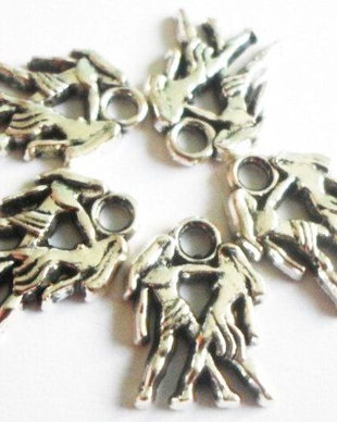 Charm figurina zodiac Gemeni argintiu