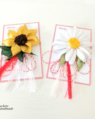 Martisor din flori textile/Margareta/Floarea soarelui