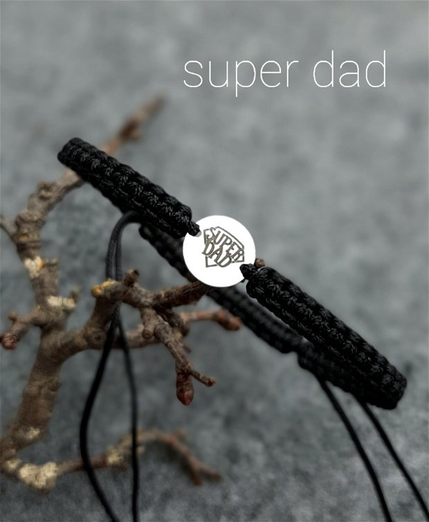 Brățară reglabilă din mătase pentru bărbați/tată SUPER DAD
