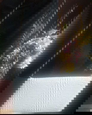 POSETA PLIC VINTAGE PIELE CROCODIL ALB AN 1955