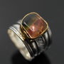 Inel turmalina watermelon cu argint si profil gold-filled