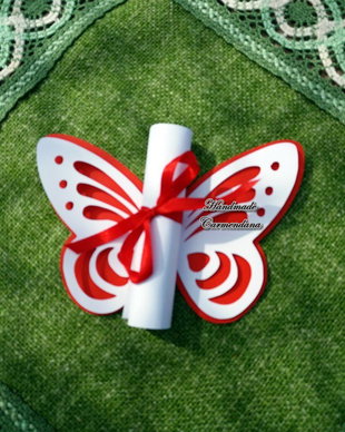 Invitatie papirus cu  fluture