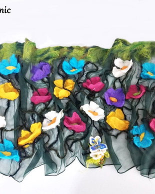 Sal din matase si floricele impaslite 3D