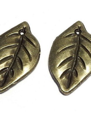 Pandantiv metalic, bronz, frunza, 29x20 mm