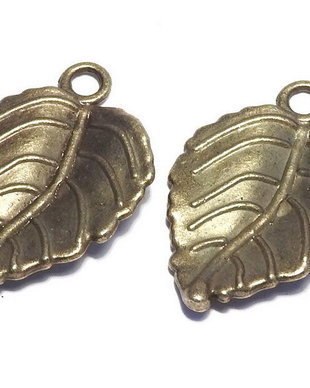 Pandantiv metalic, bronz, frunza, 29x20 mm