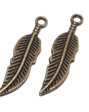 Pandantiv metalic, bronz, frunza, 30x8 mm