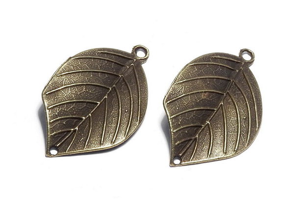 Pandantiv metalic, bronz, frunza, 33x19.5 mm