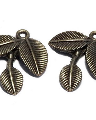 Pandantiv metalic, bronz, frunza, 26.5x23.5 mm