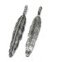 Pandantiv metalic, argintiu antichizat, frunza, 80x14 mm