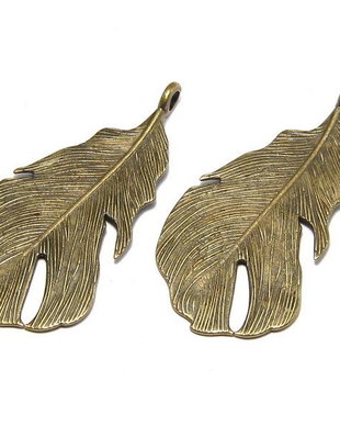 Pandantiv metalic, bronz, pana, 49x24 mm