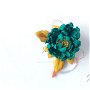 Mărțișor piele  Crizanteme  verde