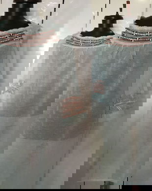 CAMASA DE NOAPTE BUMBAC TESUT BRODERIE AJUR LUCRATA MANUAL