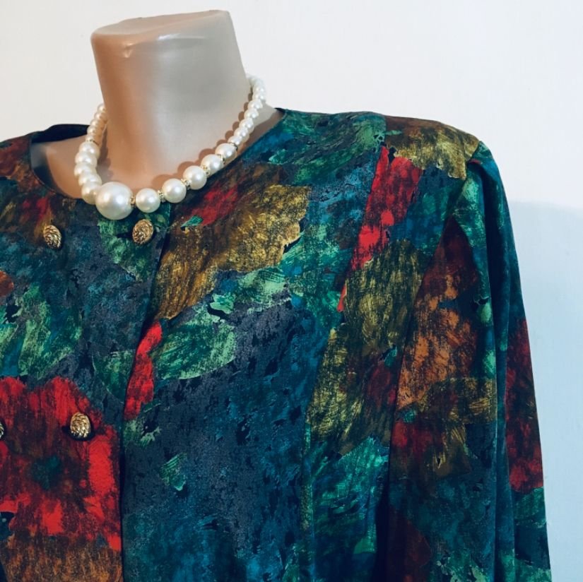 Bluza florala și fusta stofa lana fina
