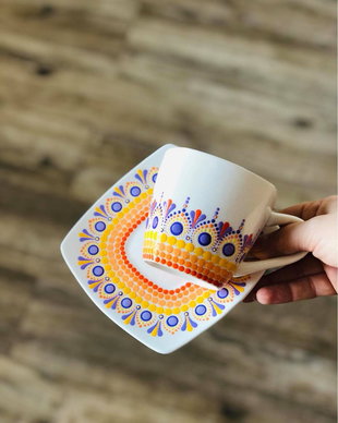 Set Cana si farfurie Mandala
