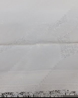 2  fete de  perna  vintage  autentice , dantele bumbac ,  broderie  fir alb  manual   flori