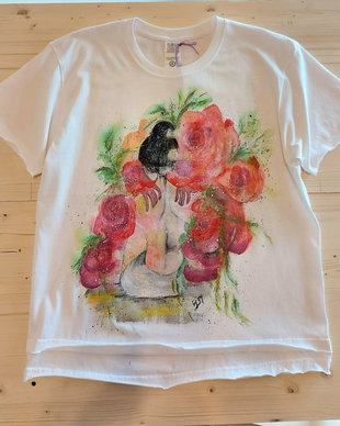 Tricou pictat bumbac organic masura L