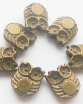 Margele metalice distantiere bufnita bronz
