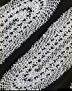 mileu alb oval dantela crosetata manual