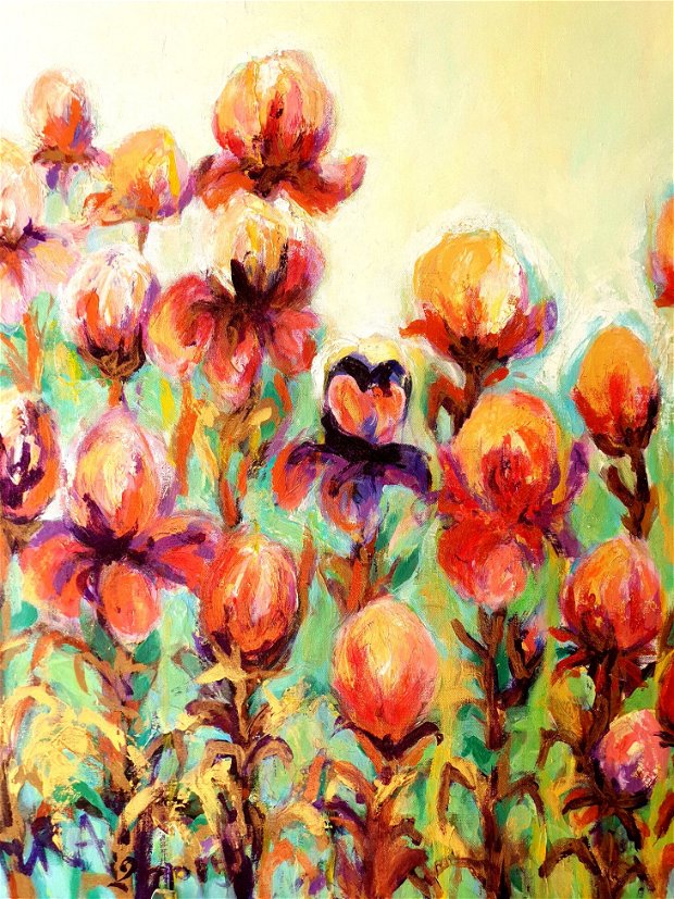 Tablou pictat - " Grădina cu flori "