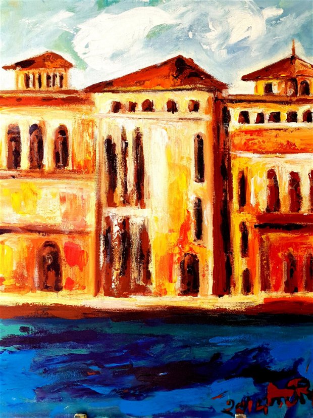Tablou pictat- " Peisaj in Venetia"