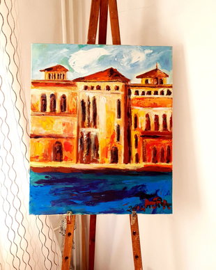 Tablou pictat- " Peisaj in Venetia"