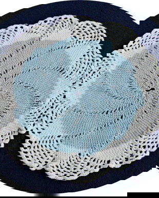 mileu dantela crosetata manul   alb - bleu