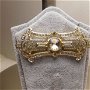 Art deco , brosa vintage  Boemia ,  placata cu aur  , cristale Boemia , spectaculoasa