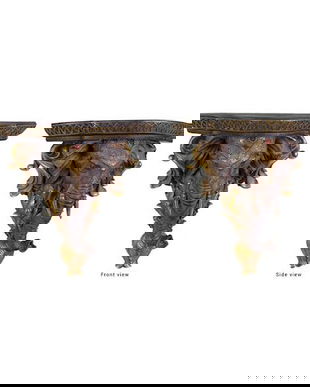 Set console de perete cu cap de elefant