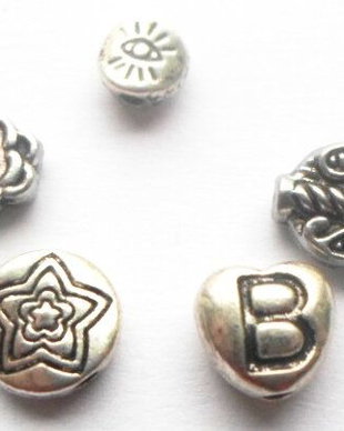 Mix margele metalice distantiere argintiu 5 piese