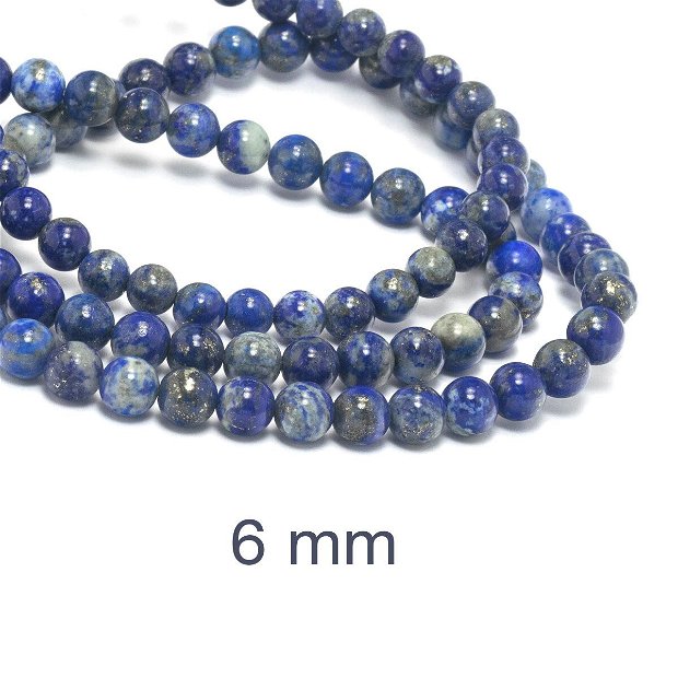 Lapis Lazuli natural, Clasa B/C, 6 mm