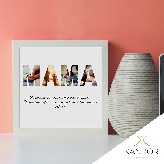 Tablou digital personalizat pentru MAMA cu fotografii si mesaj Kandor Special Gifts, personalizat cu fotografii