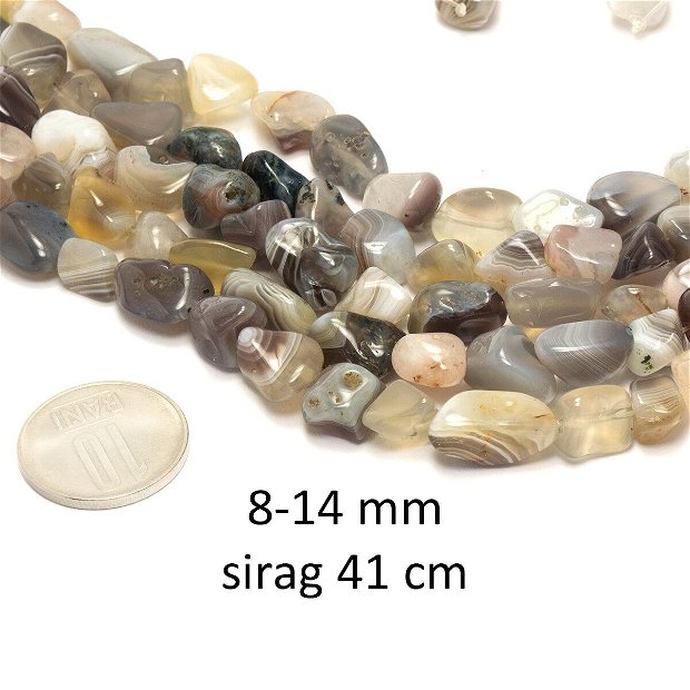 Sirag Agate Botswana, 40-41 cm, 8-14 mm
